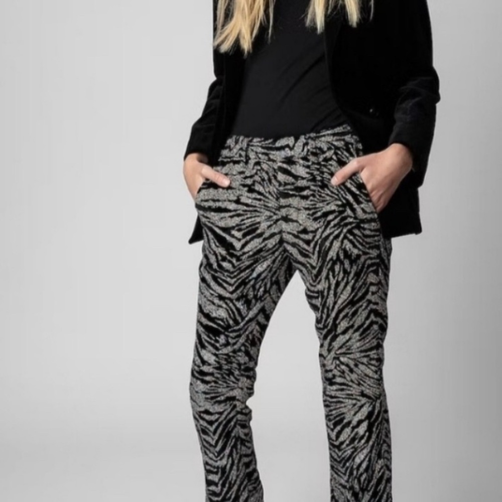 Zadig & Voltaire Zebra Velvet Glitter Pants – SZ38